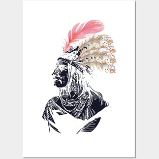 Red indian native vintage Posters and Art